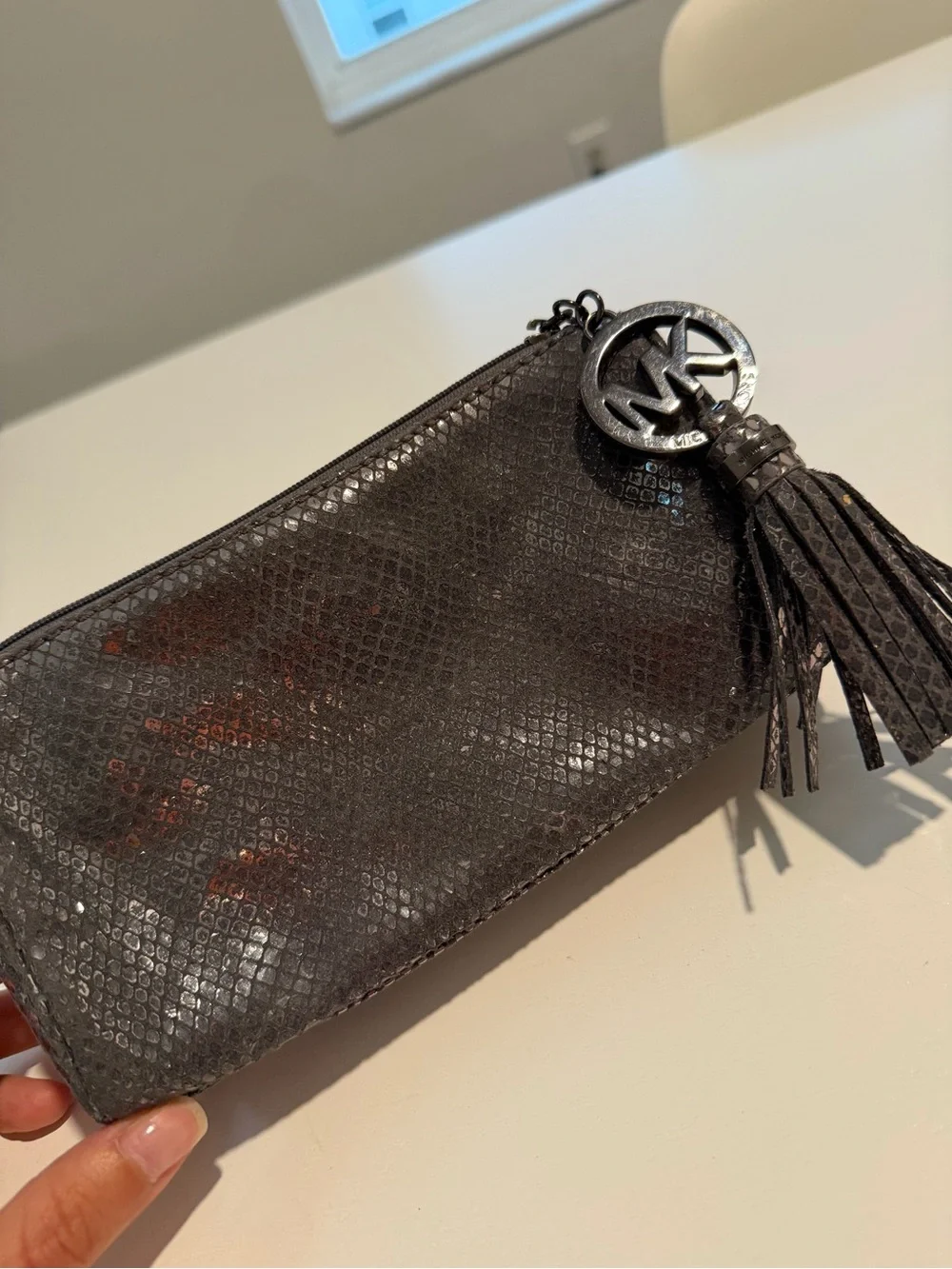Michael Kors Black Metallic Tassel Cosmetic Bag